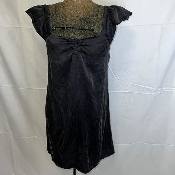 90’s NU COLLECTIVE BLACK  SILK MINI DRESS SMALL - Picture 2 of 16